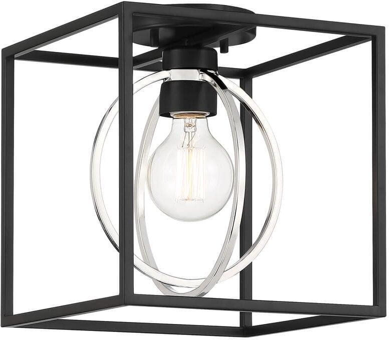 Designers Fountain Kew Gardens 10 in. 1-Light Matte Black Semi-Flush Mount Ceiling Light