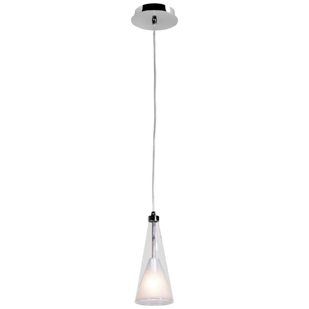 Access Lighting Icicle 1-Light Chrome Shaded Pendant Light with Glass Shade