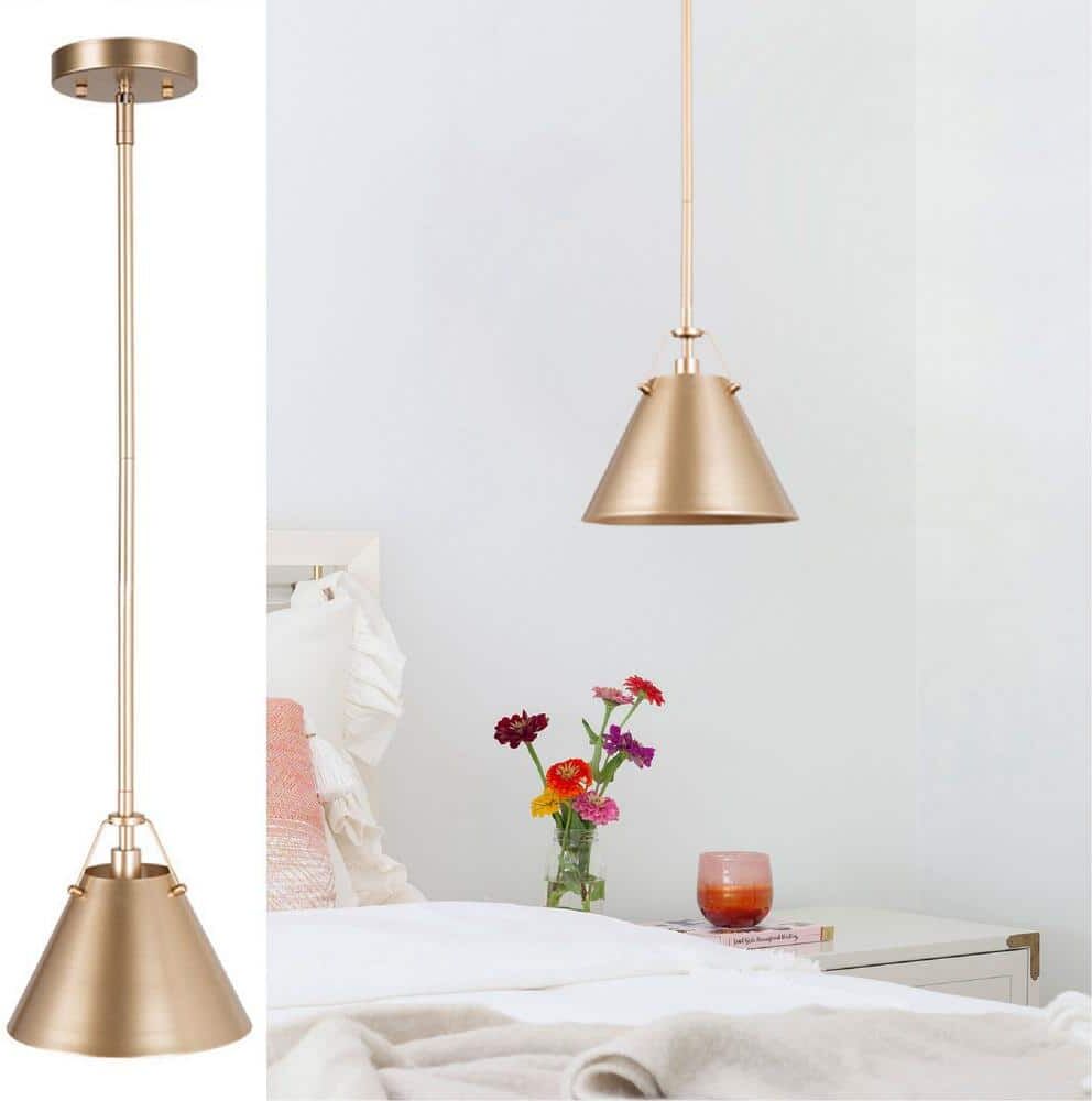 LNC Modern Gold Pendant Light with Metal Bell Shade, Glam Hanging Light for Kitchen Island Living & Dining Room Corner Table