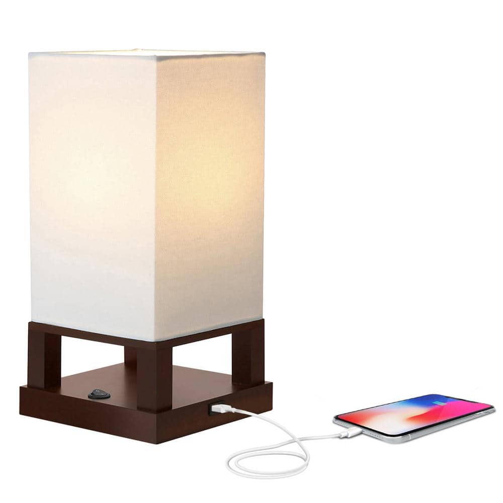 Brightech Maxwell 14 in. Havanah Brown Indoor Table Lamp with USB Port