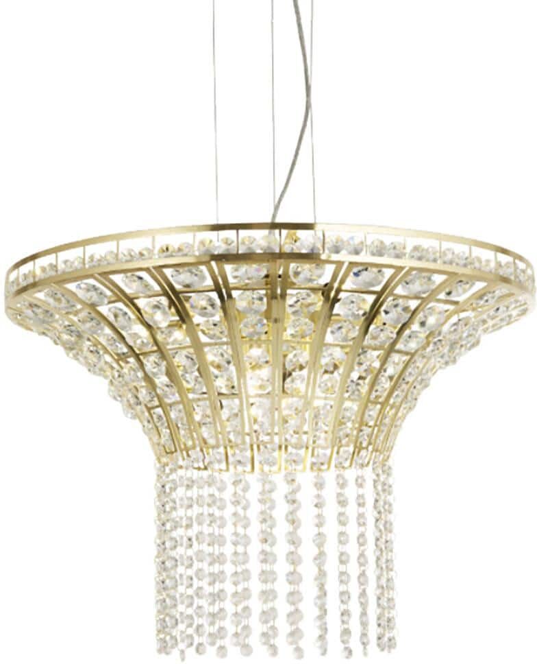 HKMGT 23.6 in. Modern 8-Light Gold Crystal Waterfall Chandelier for Living Room and Kitchen Island w/No Bulbs Included