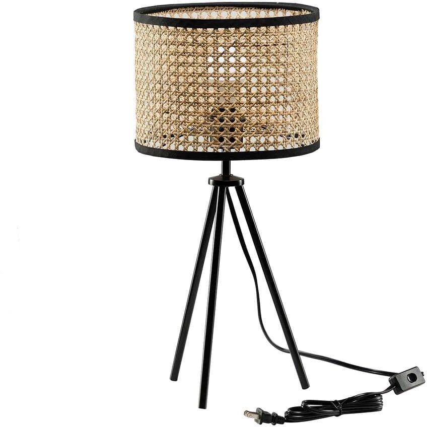 JAYDEN CREATION Ahaggar 21.2 in. Natural Rattan Table Lamp with Metal Legs