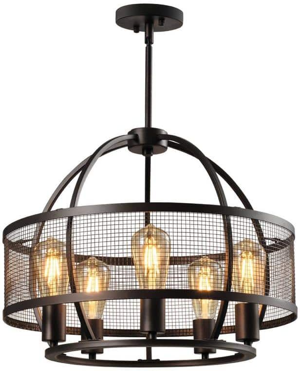 Maxax St Paul 5 -Light Black Unique Drum Chandelier