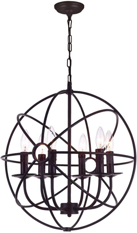 CWI Lighting Arza 6 Light Up Chandelier With Brown Finish