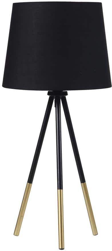 ORE International 20 in. Devon Matte Black/Gold Metal Tripod Leg Table Lamp