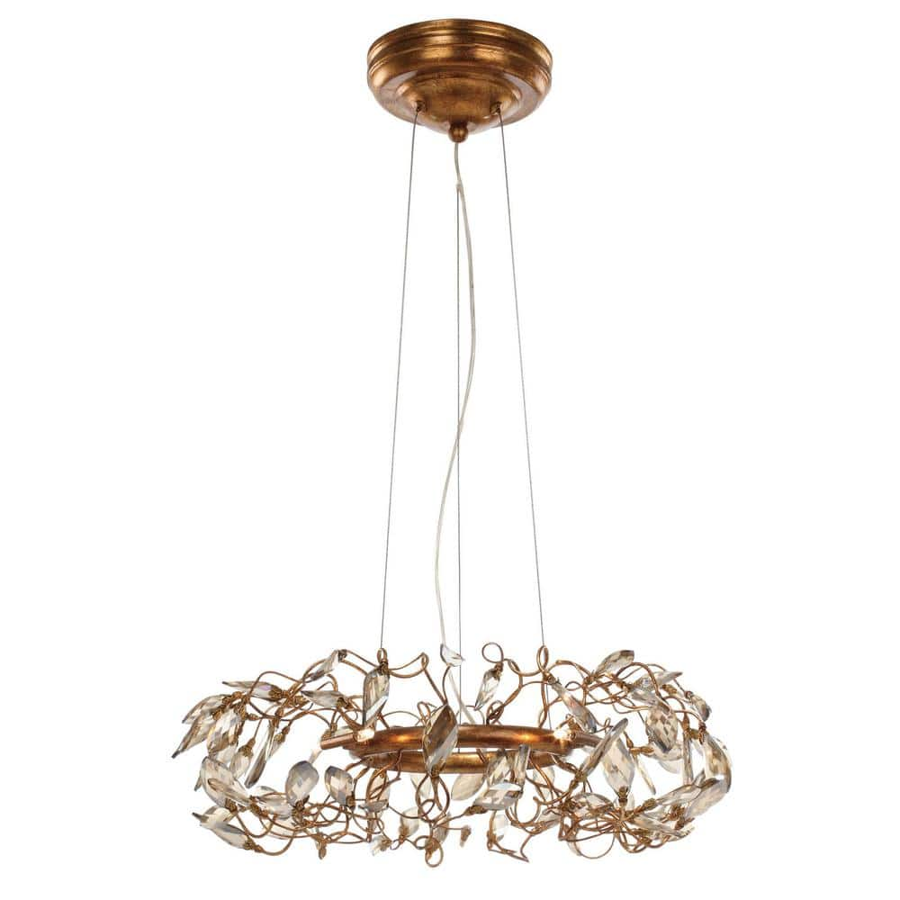 Maxim Lighting Crystal Garden 6-Light Gold Leaf Pendant