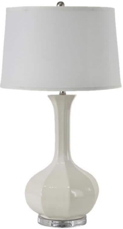 Vibe 33 in. White Classic, Designer Bedside Table Lamp for Living Room, Bedroom with White Linen Shade