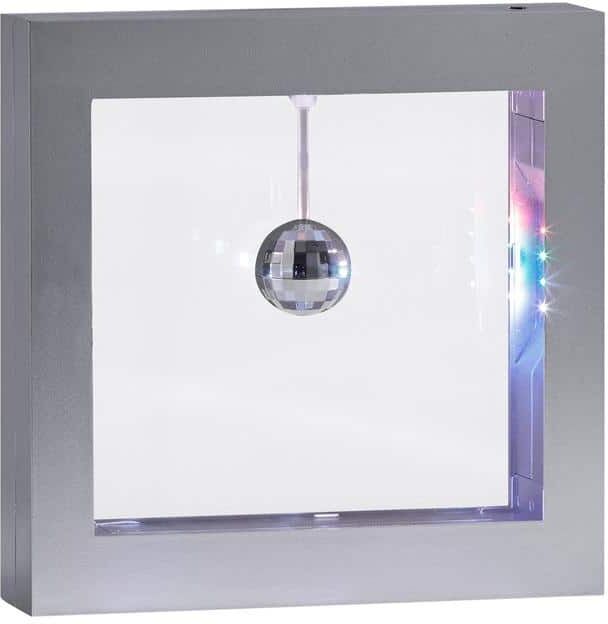 Simplee Adesso 9 in. Silver Light Box Disco Ball Lamp