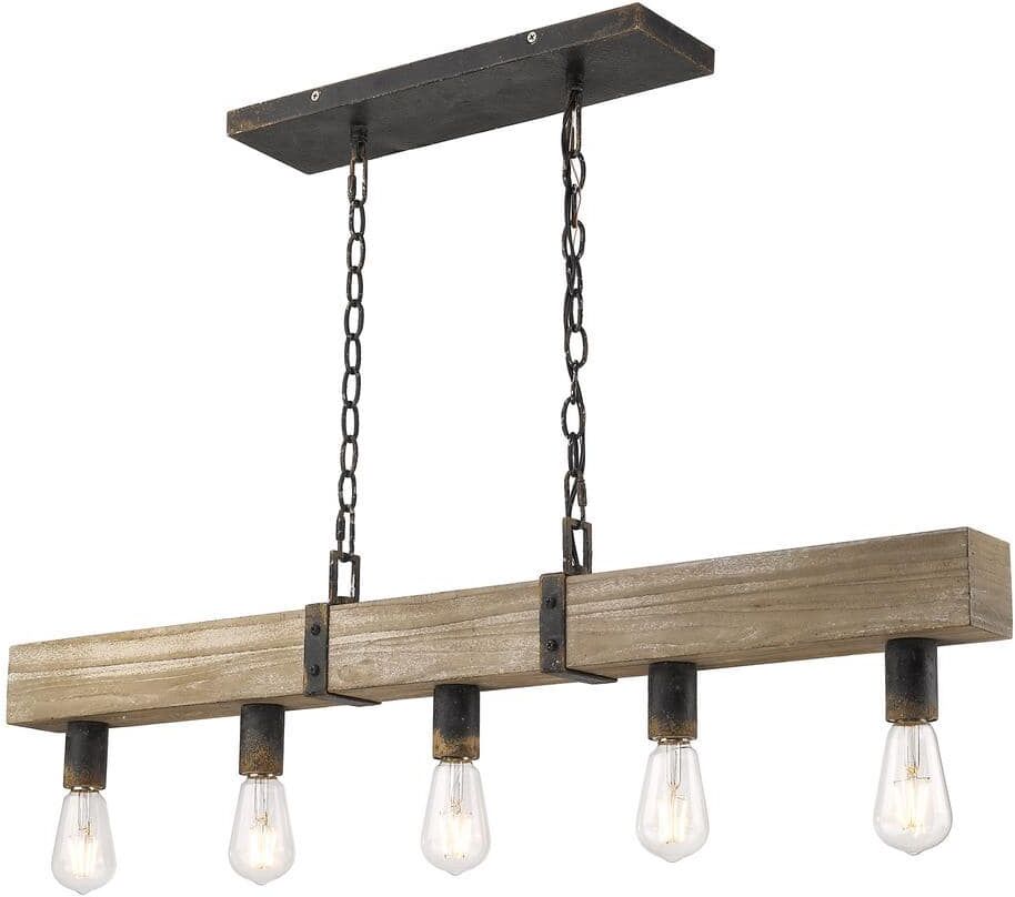 Golden Lighting Garrett 5-Light Antique Black Iron Pendant