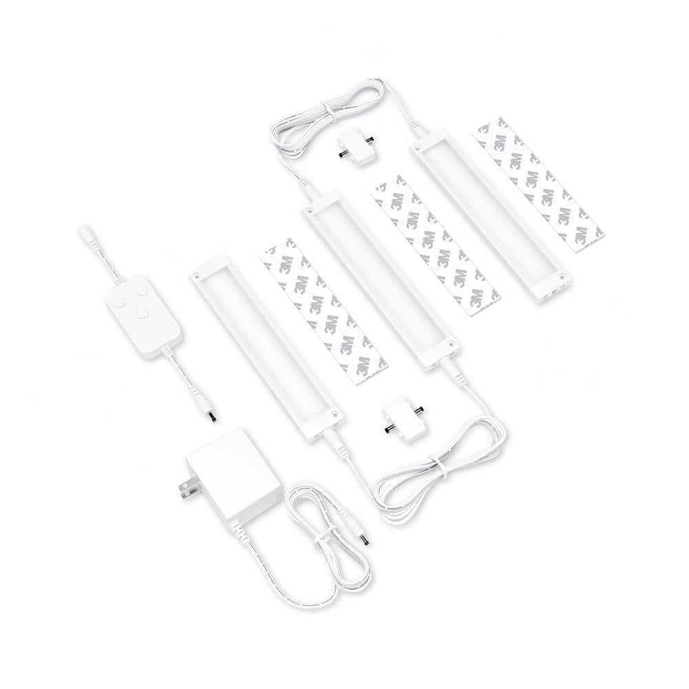 ESHINE Works with Alexa 7 in. White Smart Dimmable LED Under Cabinet Lighting Kit, Google Warm White (3000K) (3-Pack)