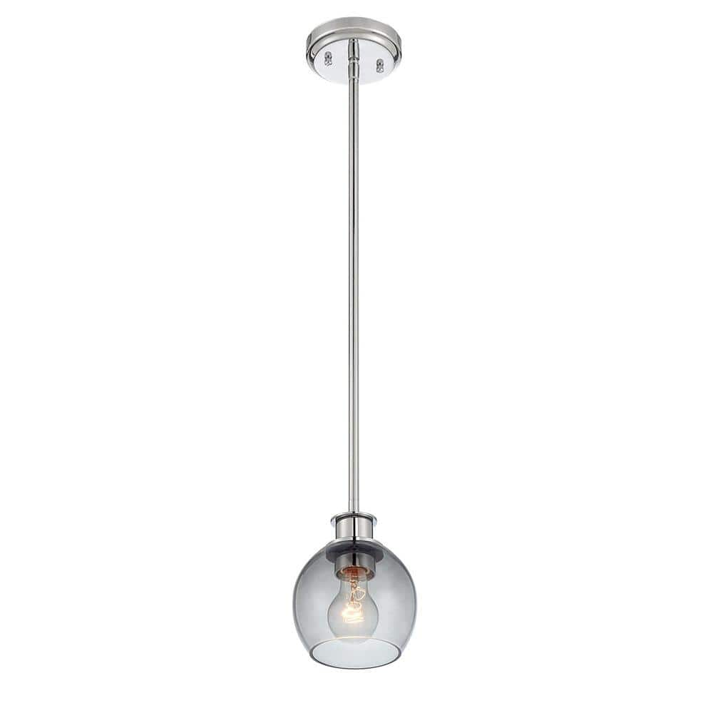 Good Lumens by Madison Avenue 1-Light Chrome Mini Pendant with Smoked Glass