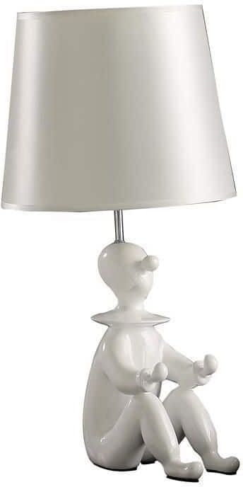 ORE International 21 in. Modern Clown White Resin Table Lamp with Phone Holder