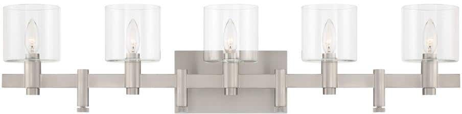 Eurofase Decato 5.5 in. 5-Light Satin Nickel Vanity Light with Clear Glass Shade