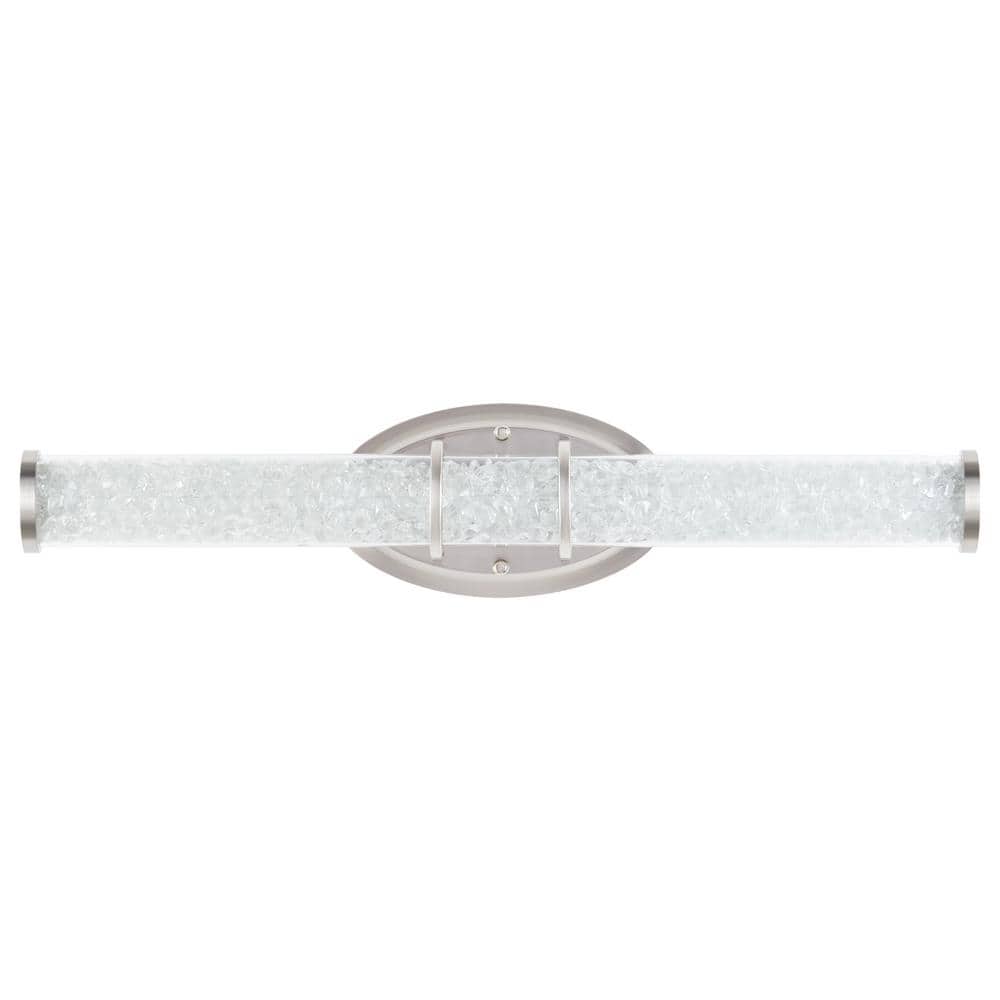 Merra 24.3 in. 1-Light Nickel LED Vanity Light Bar With Crystal Beads