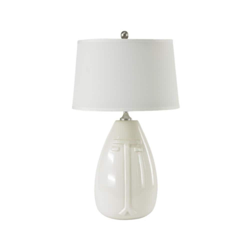 Deco 28 in. White Transitional, Designer Bedside Table Lamp for Living Room, Bedroom with White Linen Shade