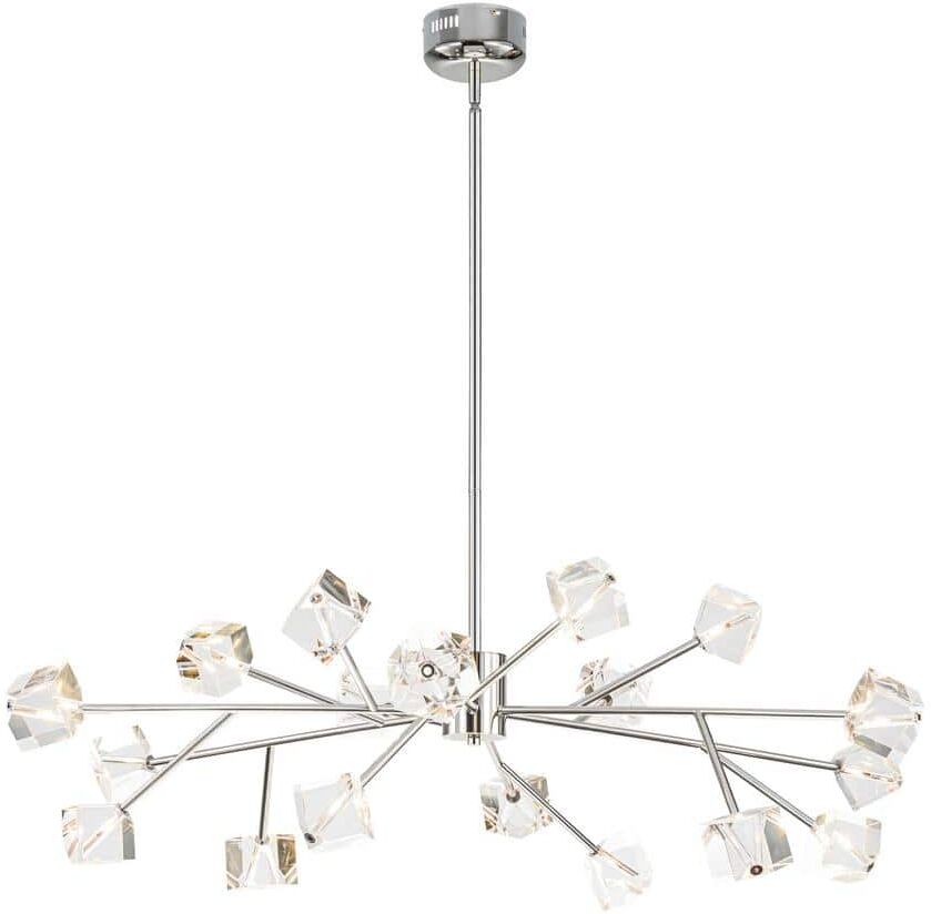 RRTYO Gaen 18-Light Chrome Modern Glam Magic Bean Cluster Pendant Linear Sputnik Large Crystal Chandelier for Dining Room