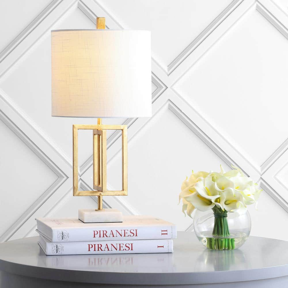 JONATHAN Y Anya 20.25 in. Gold Metal/Marble LED Table Lamp