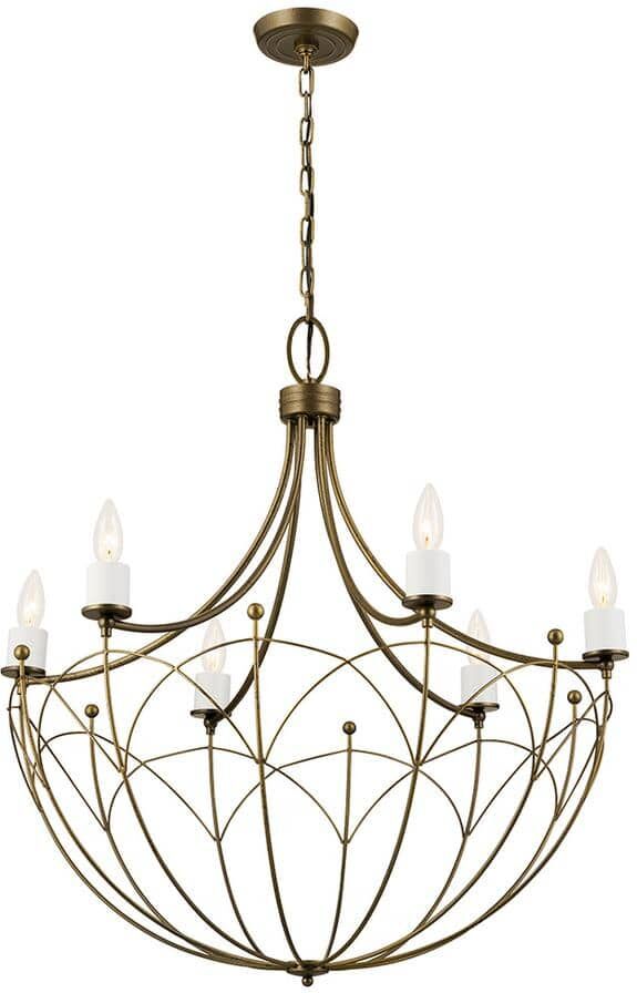 KICHLER Topiary 28.25 in. 6-Light Character Bronze Vintage Candle Circle Chandelier for Dining Room