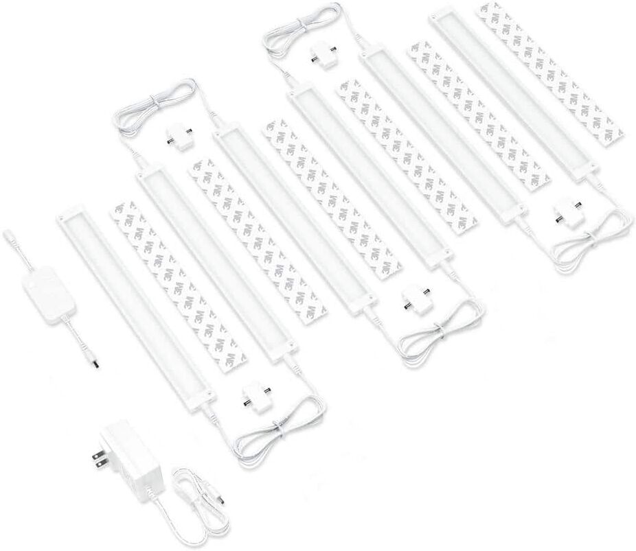 ESHINE Works with Alexa, Google 12 in. White Smart Dimmable LED Under Cabinet Lighting Kit Cool White (6000K) (6-Pack)