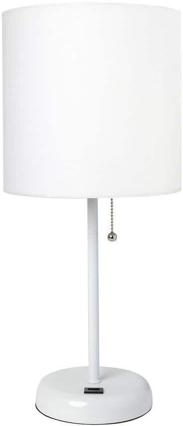 LimeLights 19.5 in. White Stick Lamp with USB Charging Port