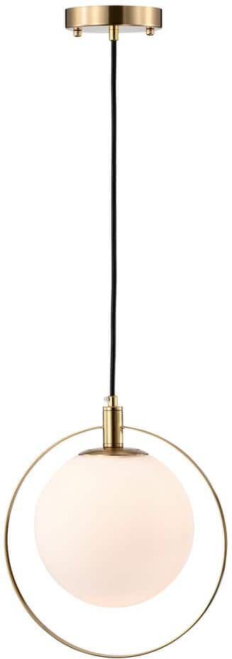 Warehouse of Tiffany Pavlina 11 in. 1-Light Indoor Black and Brass Finish Bubble Pendant Light with Light Kit