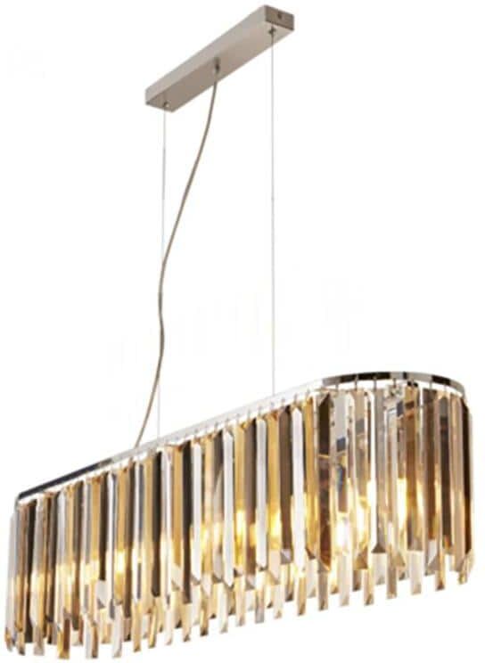 HKMGT 39.4 in. Modern 8-Light Brown Crystal Oval Chandelier for Living Room and Kitchen Island with No Bulbs Included