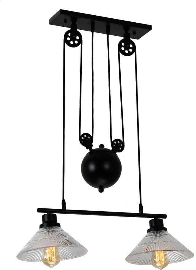 Warehouse of Tiffany Laxmi 9.1 in. 2-Light Indoor Black Chandelier with Light Kit