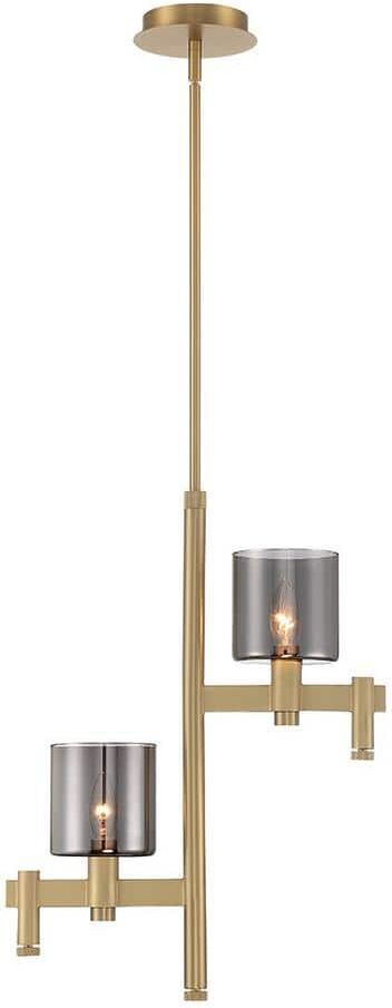 Eurofase Decato 2-Light Gold Pendant with Smoke Glass Shade