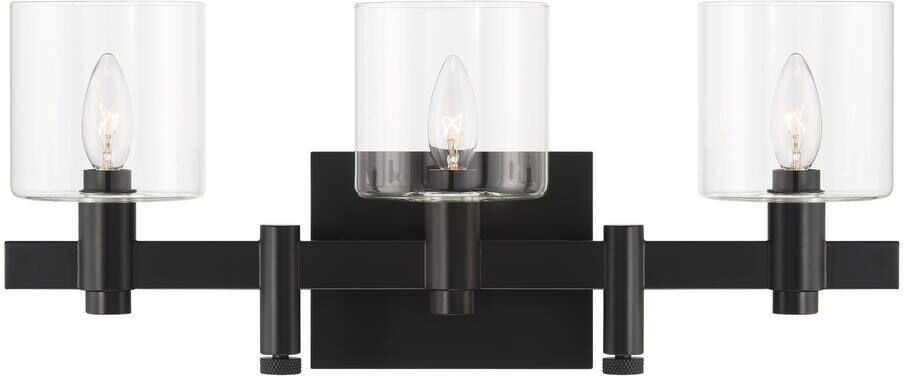 Eurofase Decato 5.5 in. 3-Light Black Vanity Light with Clear Glass Shade