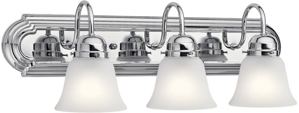 KICHLER Independence 24 in. 3-Light Chrome Traditional Bathroom Vanity Light with Frosted Glass Shade