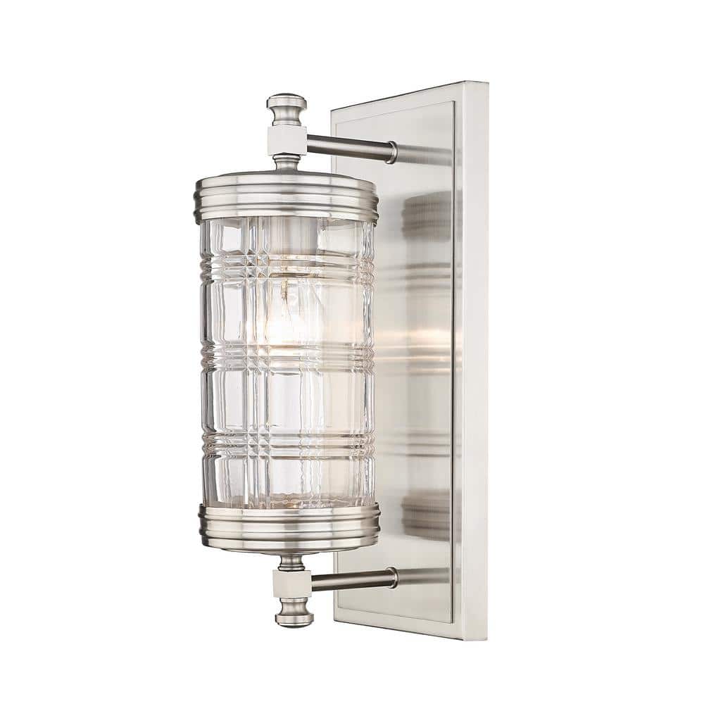 Archer 6 in. 1-Light Wall Sconce Brushed Nickel with Clear Glass Shade