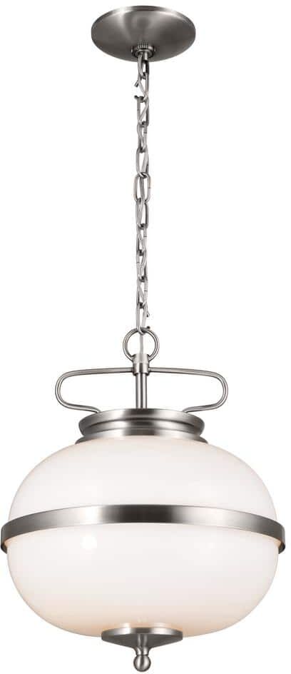 KICHLER Opal 2-Light Classic Pewter Vintage Globe Kitchen Pendant Hanging Light with Opal Glass