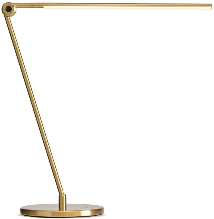 Brightech Libra 39 in. Antique Brass Dimmable LED Industrial Desk Lamp with USB Port and Adjustable Lamp Head