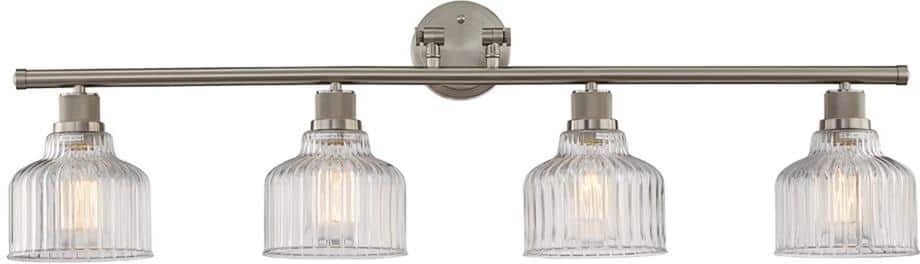 Calais 5 in. 4-Lights Vanity Light in Satin Nickel with Clear Glass