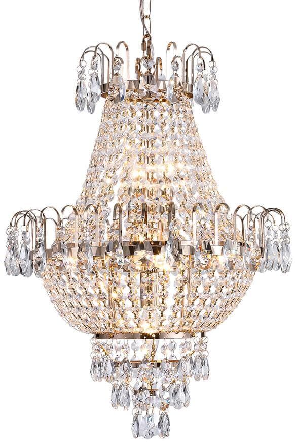 Modland Light Pro 7-Light Gold Crystal Island Chandelier for Living Room Dining Room Hallway with No Bulbs Included