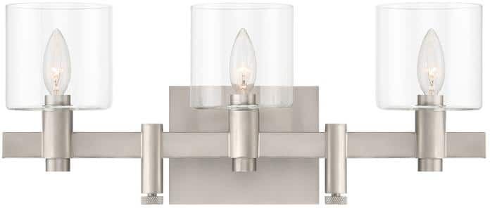 Eurofase Decato 5.5 in. 3-Light Satin Nickel Vanity Light with Clear Glass Shade