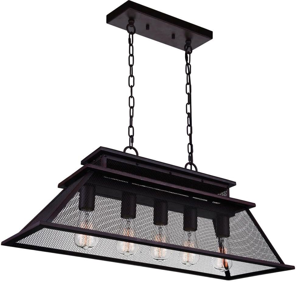 CWI Lighting Savill 5 Light Island Chandelier With Reddish Black Finish