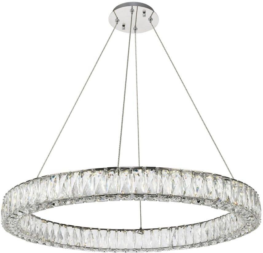 Timeless Home 31.5 in. L x 31.5 in. W x 3 in. H 45-Watt Integrated LED Chrome Contemporary Chandelier