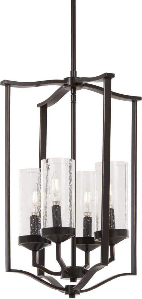 Minka Lavery Elyton 4-Light Downtown Bronze with Gold Highlights Pendant with Clear Seedy Glass