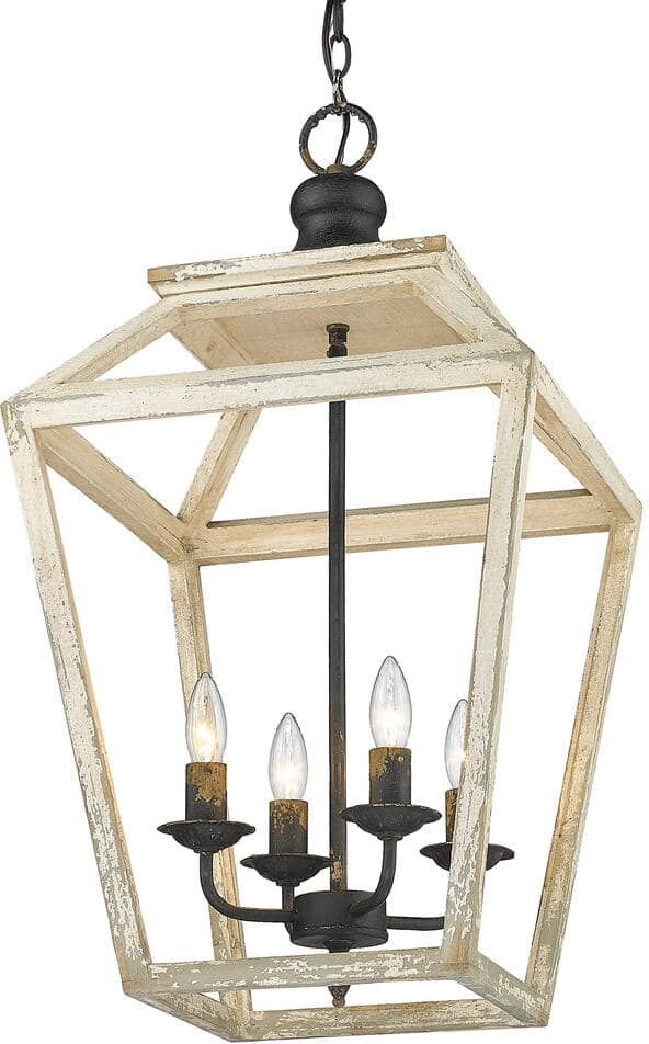 Golden Lighting Haiden 4-Light Antique Black Iron Pendant