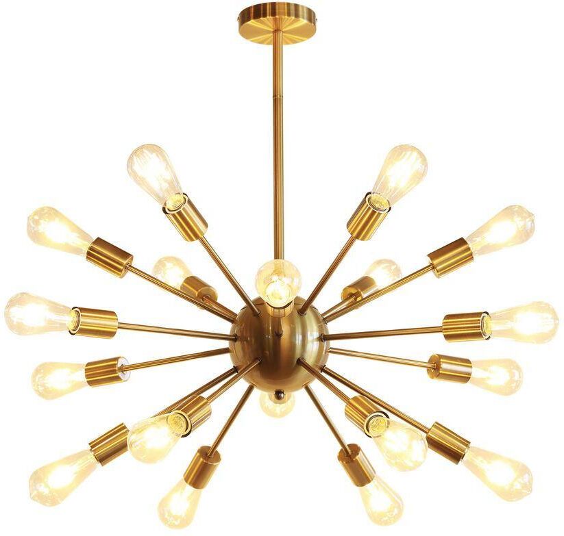 Flint GARDEN 18-Light Indoor Brass Mid-Century Modern Sputnik Chandelier Linear Pendant Light