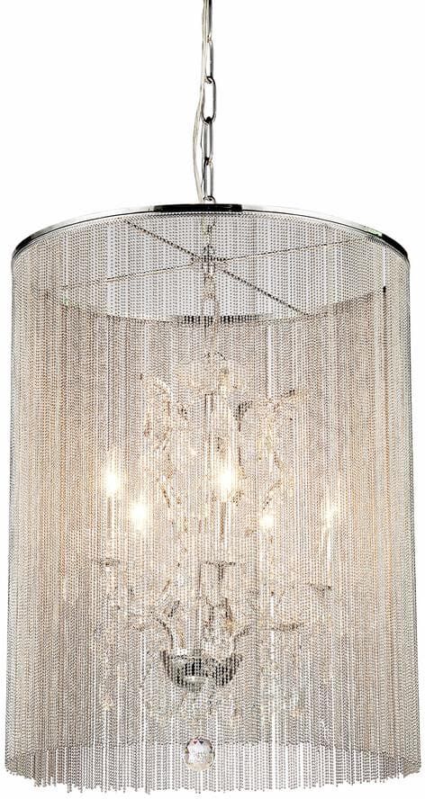 Warehouse of Tiffany Rosalias Modern Cage 6-Light Chrome Chandelier with Shade