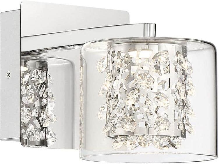 George Kovacs Wild Gems Chrome LED Scone with Crystal and Clear Glass Shade