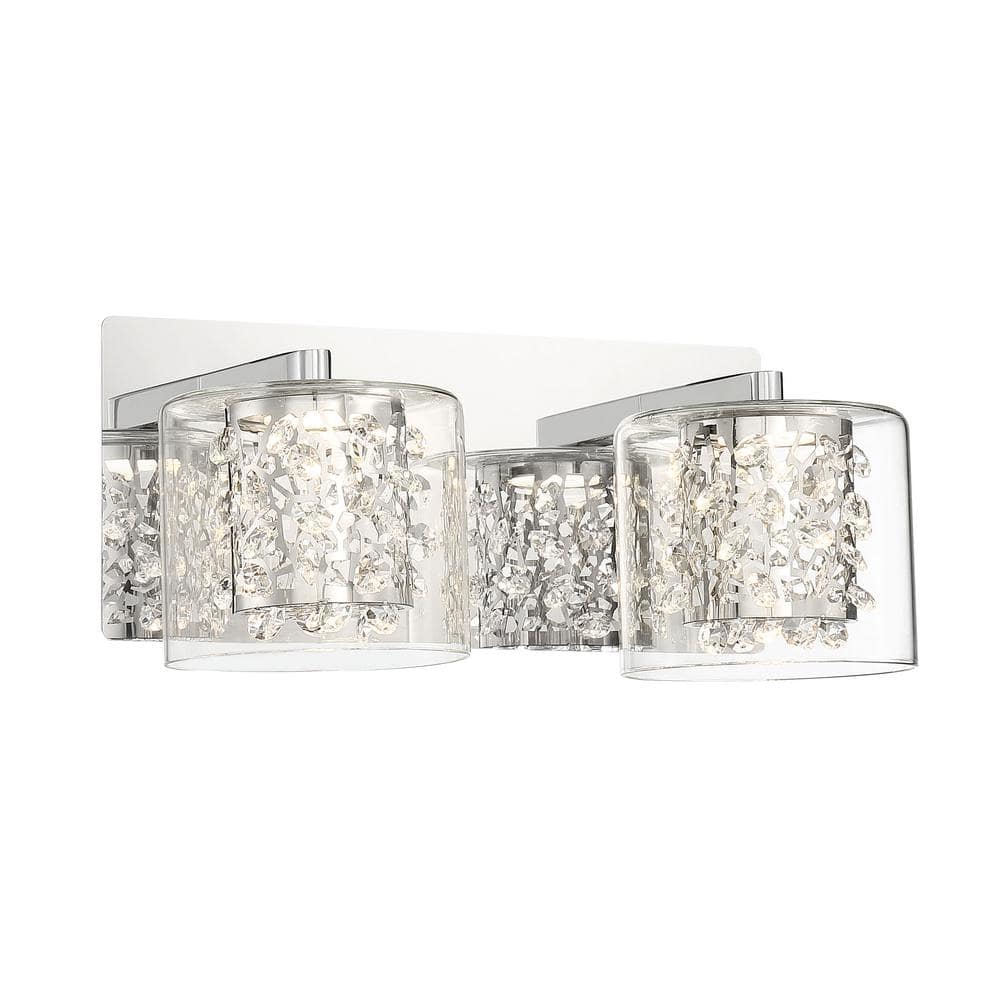 George Kovacs Wild Gems Chrome LED Vanity Light Bar with Crystal and Clear Glass Shade