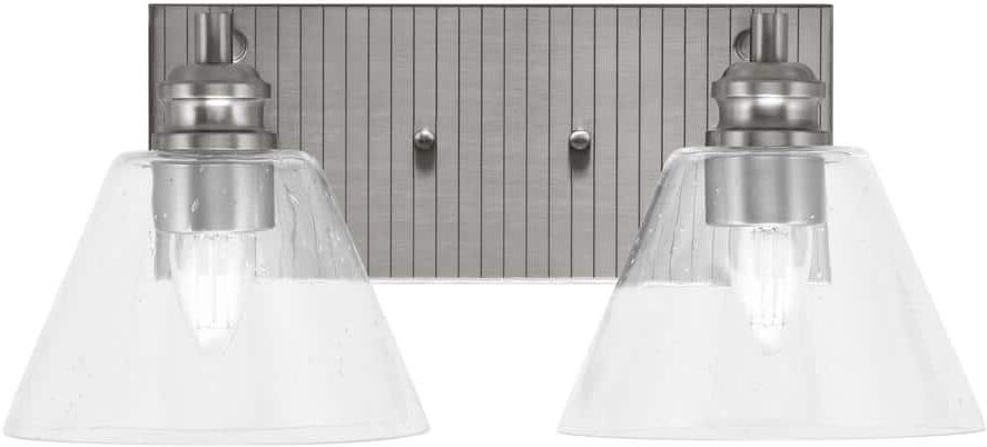 Lighting Theory Albany 16 in. 2-Light Brushed Nickel Vanity Light with Clear Bubble Glass Shades