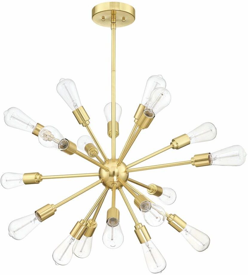 BOEKA ARCTURUS 18-Light Gold Vintage Chandelier 18 x E26 Hanging Ceiling Large Bright Chandelier