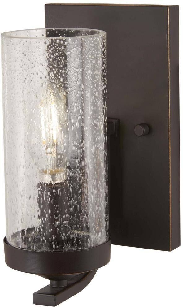 Minka Lavery Elyton 1-Light Downtown Bronze with Gold Highlights Bath Light with Clear Seedy Glass