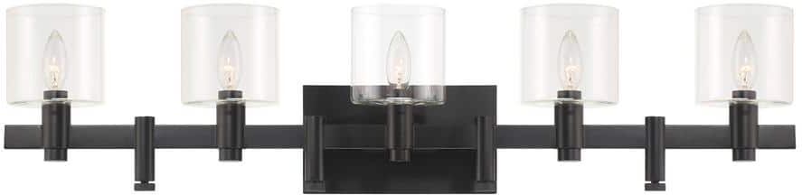 Eurofase Decato 5.5 in. 5-Light Black Vanity Light with Clear Glass Shade