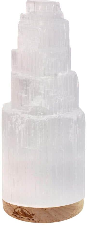 Natural Solution Selenite Crystal Lamp, 10 In. Long White Indoor LED Lamp, with Healing, & Protection Features