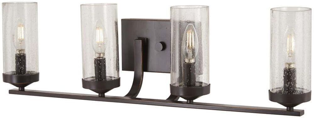 Minka Lavery Elyton 4-Light Downtown Bronze with Gold Highlights Bath Light with Clear Seedy Glass